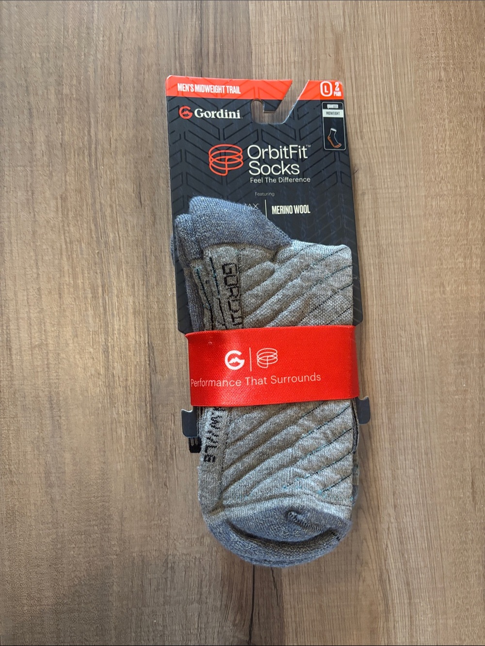 Gordini Mens 2 pair pack midweight trail quarter sock size Large NWT